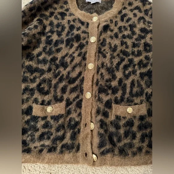 JCrew Brushed sweater lady jacket in leopard print Size Small - Picture 4 of 5